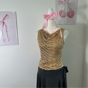 Vintage Y2K Coolwear Sequin Stripe Retro Cubbing Top Womens Size Small